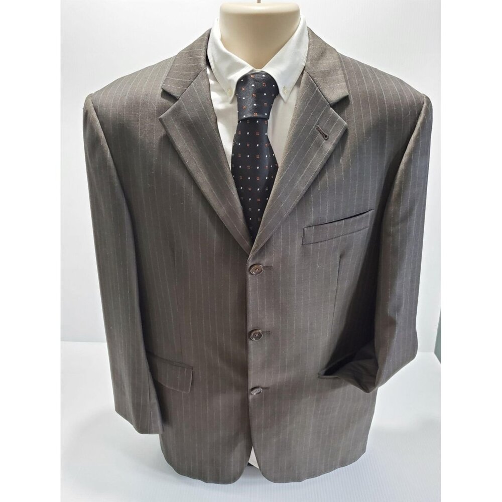 Burberry London Men's Gray Pinstriped 100% WOOL Blazer Size 40 SHT 595 - Picture 3 of 10